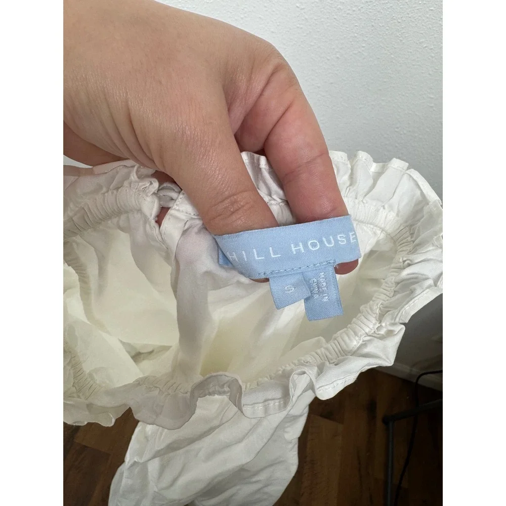 Hill House Home The Ruffle Top White Cotton Puff Sleeve Victorian Blouse Small